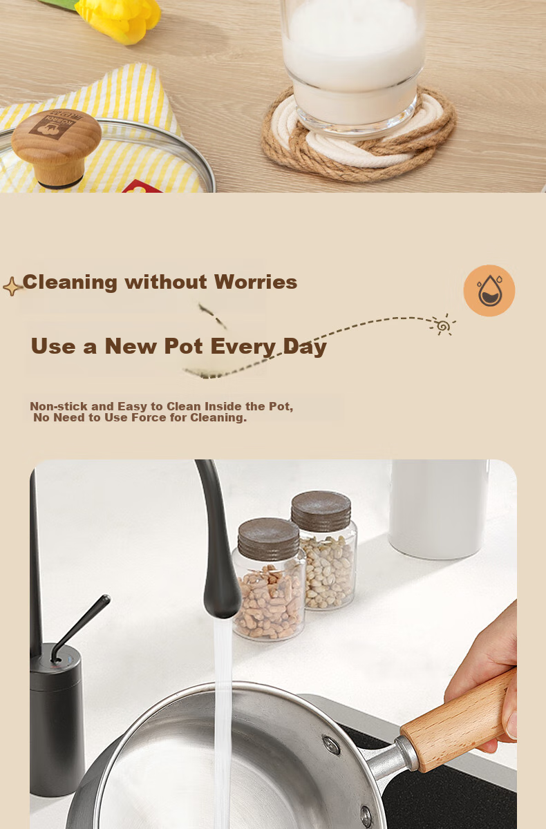 KOBACH 316L Stainless Steel Milk Pot without Coating, Baby Food Pot, Small Milk Pot, Thickened, Compatible with Induction Cooker And Gas Stove 8