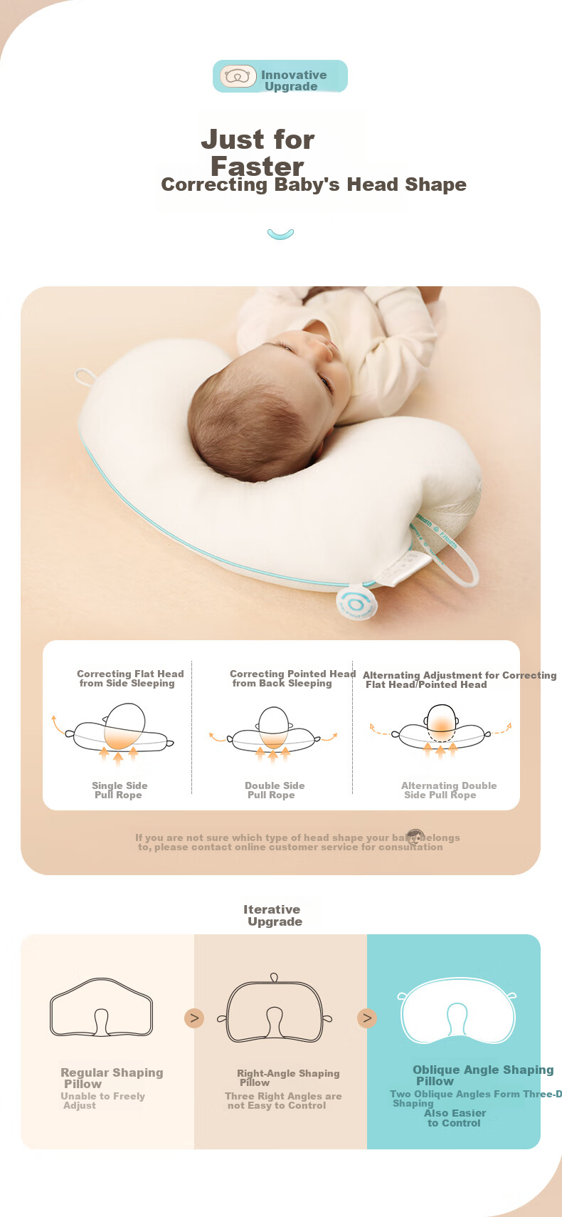 P.Health Infant Shaping Pillow for 0-6 Months, Round Head Correction, Newborn Baby Pillow, Upgraded Soothing Versio 4