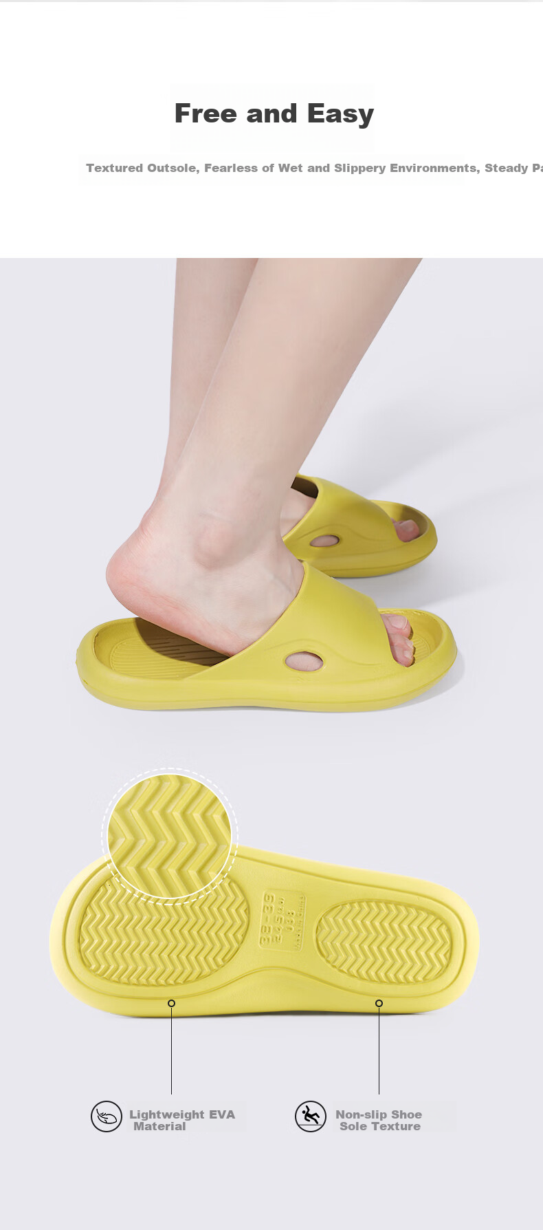 FOOTOPPO Women's Slippers, Summer Indoor Soft Squishy Feel, EVA Home Slippers, Non-Slip Bathroom Slides for Showering 4