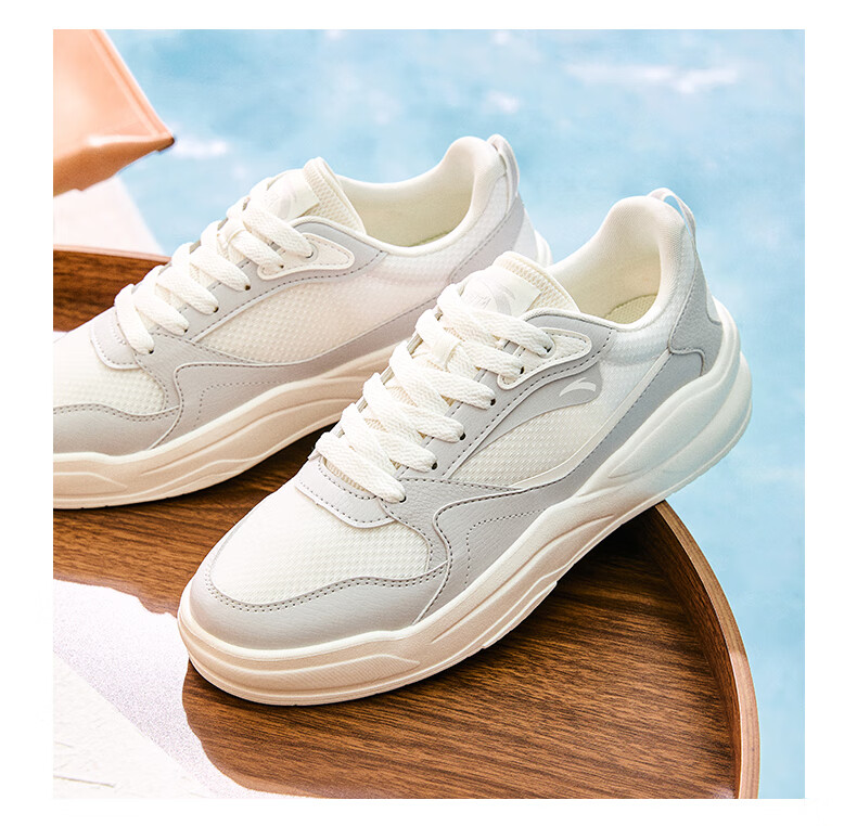 Anta Jiao Tan V1 Men's Casual Sneakers Leather Mesh Breathable Soft Thick Sole Height Increasing White Sports Shoes 14