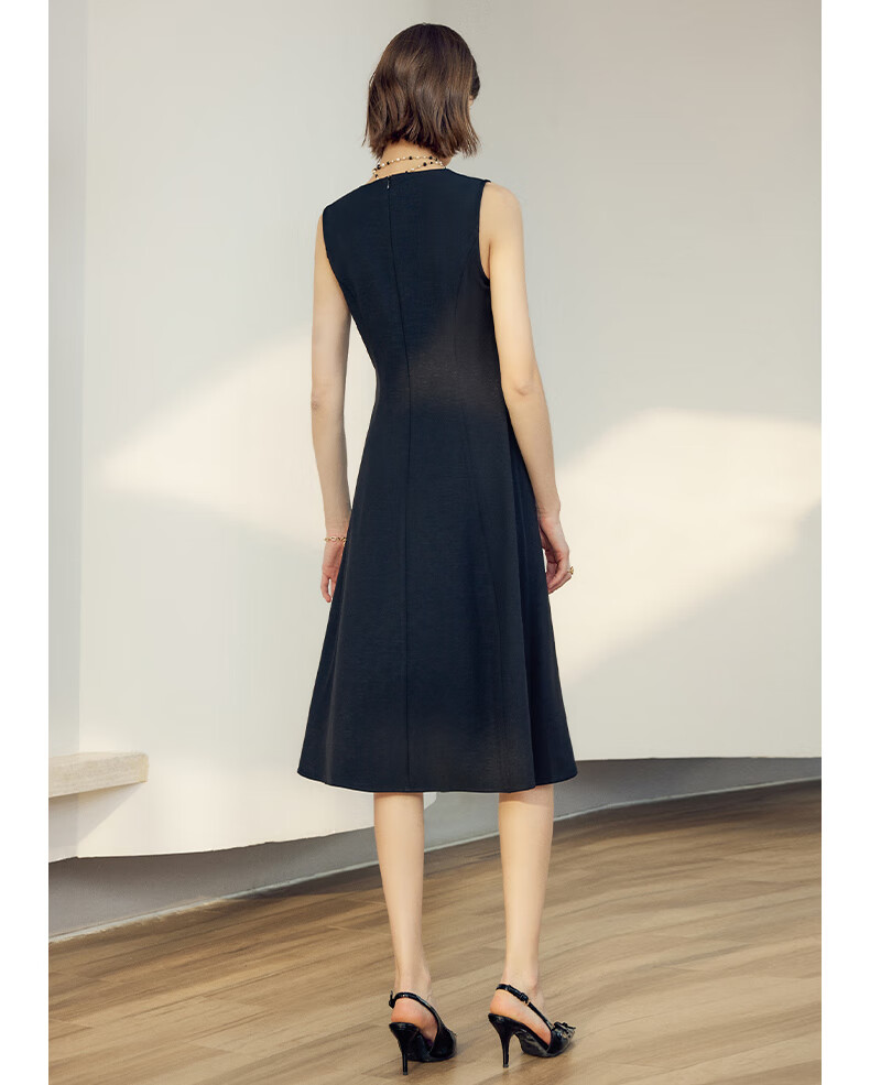 YANYEE Elegant Dress Women 2024 Autumn Waist-Slimming Simple Vest Dress Inner Dress Black 1 XL 5