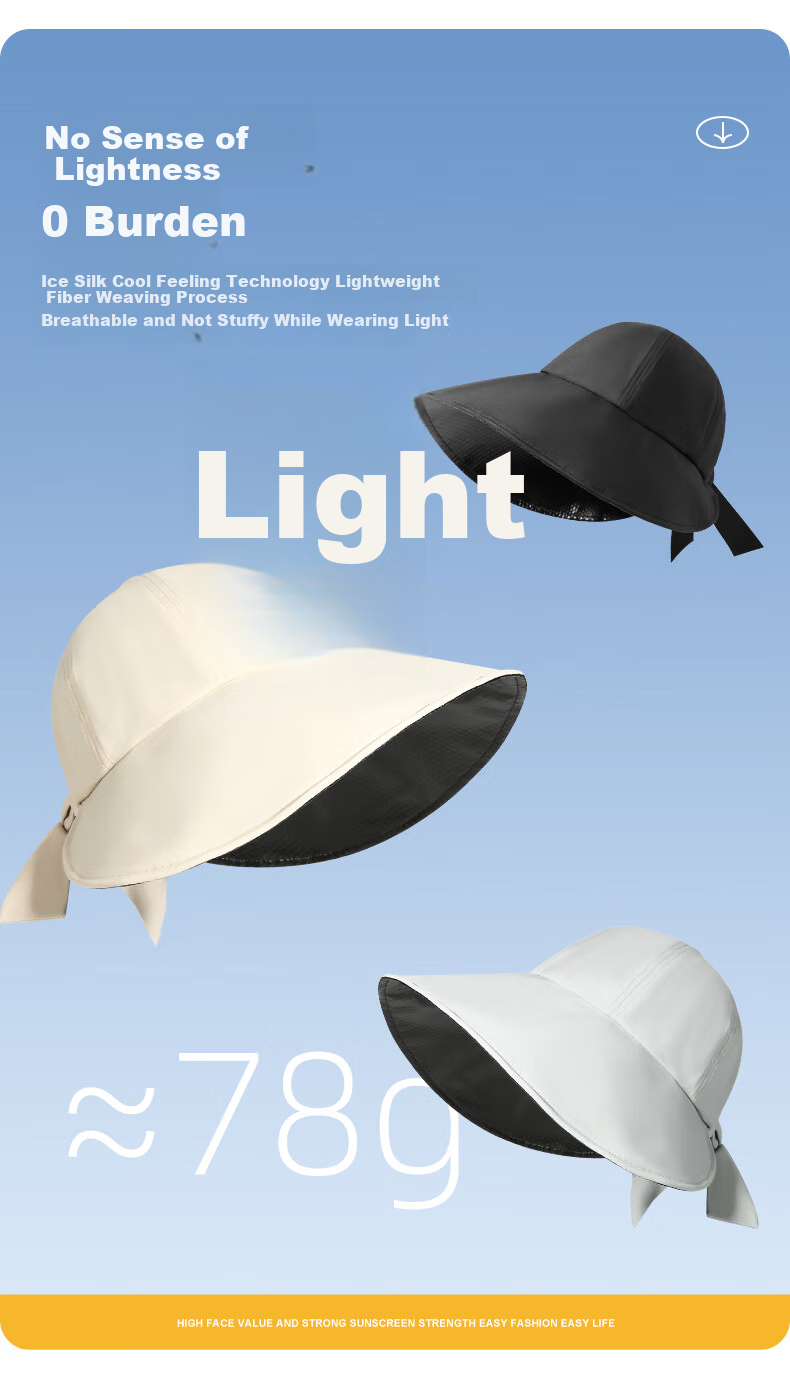 CACUSS Sun Protection Hat for Women, Summer Wide Brim Black Gel Sun Hat, Outdoor UV-Resistant Cap, Black 5