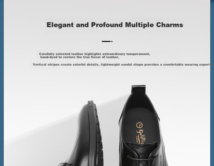 Goldlion Men's Formal Shoes, Stylish And Unique Leather Shoes, Lightweight And Durable Derby Shoes G515410298AAA Black Size 43 4