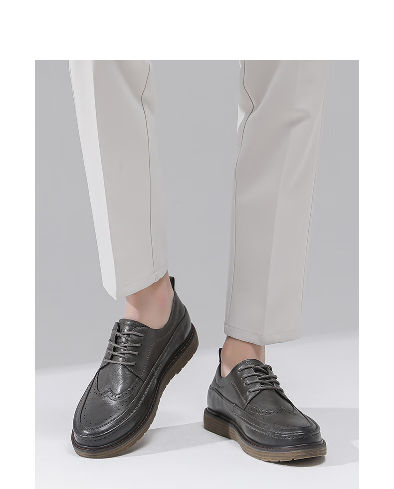 MARK FAIRWHALE Leather Shoes for Men, Spring Breathable British Retro Business Formal Shoes, New Style 2025, Black, Size 42 6