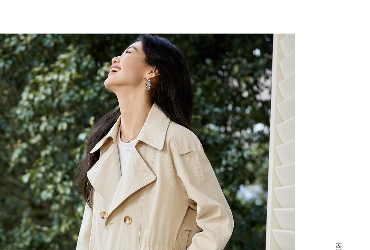 Taxiang Elegant Windbreaker Jacket for Women, Khaki Color, Mid-Length Coat, Spring And Autumn Thin Casual Outerwear T51D021 14
