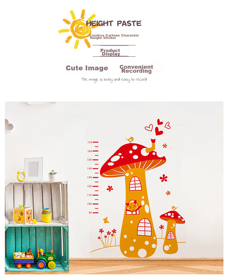 Modouyu Children's Height Chart Sticker, 3D Giraffe Design, Removable Cartoon Growth Chart, Height Measuring Tool for Babies And Childre 4