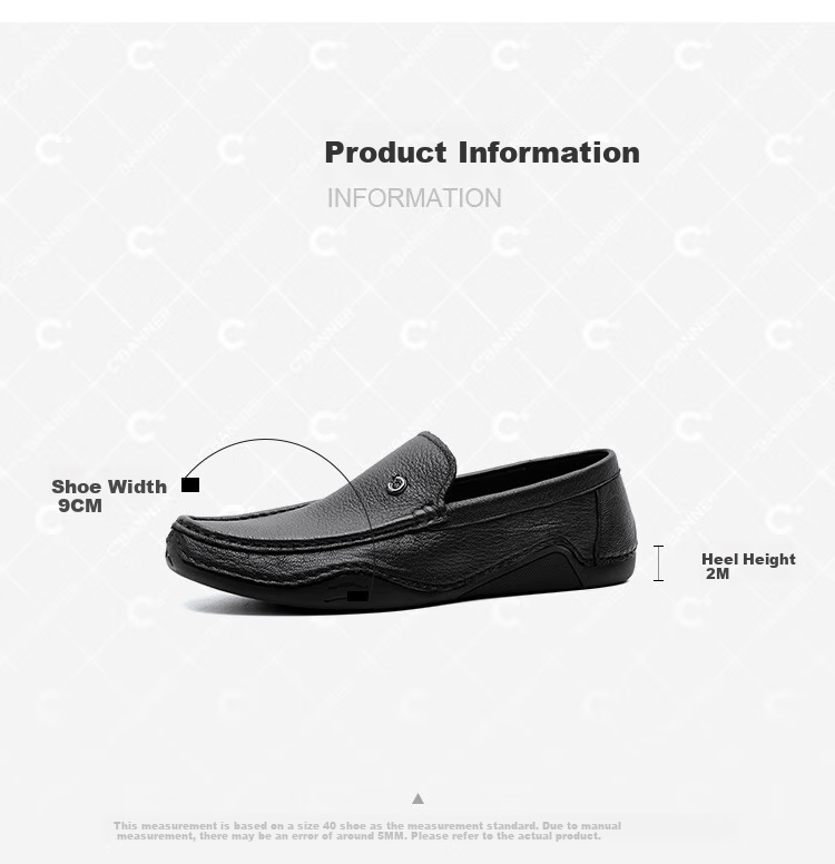 C.BANNER 2026 Men's Shoes, Top-Grain Leather, Business Casual Leather Shoes, Comfortable Slip-On Loafers, Black, Size 44 4