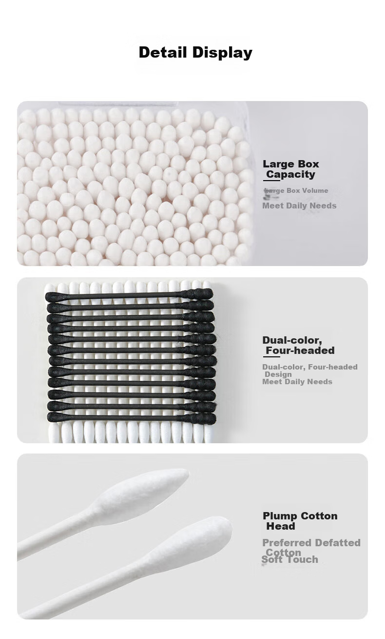MENGTING Double-Ended Cotton Swabs, 1200 Pieces, Ear Cleaning And Makeup Cotton Balls, Spiral Pointed Cotton Swabs, 600 Pieces 3
