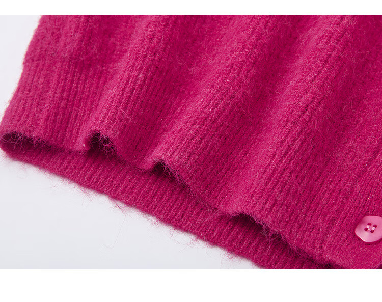 Dme [Duobangyan Rose Red] Spring And Autumn Cardigan-Style, Brightening Effect, Elegant Long-Sleeve Soft Knit Sweater for Wome 14