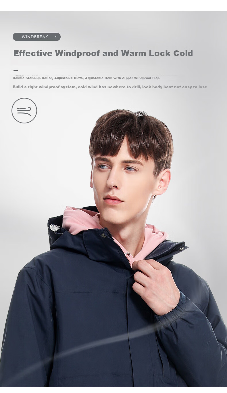 CAMEL Outdoor Jacket, Three-In Fleece-Lined Thickened Waterproof Couple's Coat, Mountaineering Clothing, A9W114120-1 9