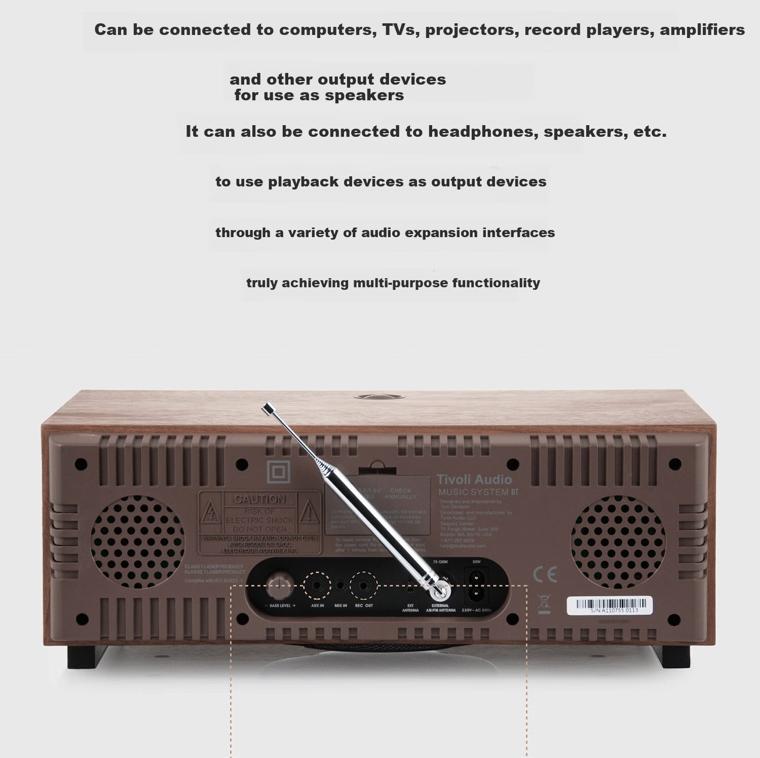 Tivoli Audio MSYBT Wooden Vintage Home Speaker CD Player Bluetooth Speaker HIFI Sound System Home Theater Speaker Walnut/multi Color 17