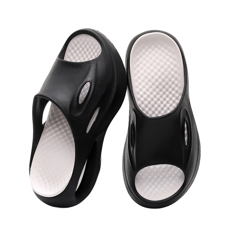 GUOLUOFEI Sports Slippers for Men, Summer Outdoor Wear, Casual Trendy Thick-Soled Non-Slip Sandals for Women, White And Black, Size 44-45