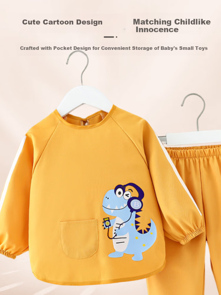 9I9 Baby Eating Anti-Dirt Coverall, Autumn And Winter Splash-Proof Clothing, Separate Full-Body Protective Suit, Crawling Outfit A133 Dinosaur 9