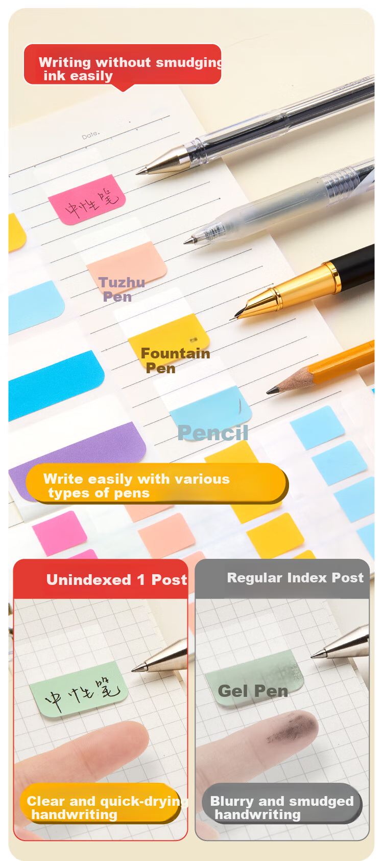 JONEVEE Index Tabs, Morandi 6 Colors, Multiple Sizes, 210 Pieces, Name Labels, Transparent Sticky Notes, Writable Memo Pads, Error Classification Notes, MT1521 5