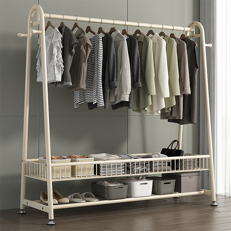 Shengnuoyilin Coat Rack, Clothing Display Stand, Floor-Standing Clothes Hanger, Home Bedroom Storage Rack with Frame, 180*170 White
