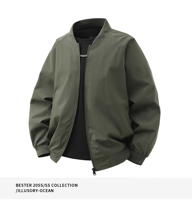 Jeanswest Men's Spring and Autumn Casual Sports Comfortable Loose Jacket Trendy Baseball Collar Outerwear 16