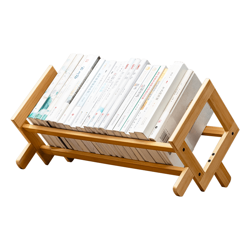 Laozhujiang Desktop Bookshelf, Simple Desk Organizer, Basic Bookcase, Student Storage Rack, Natural Color, 52cm Long
