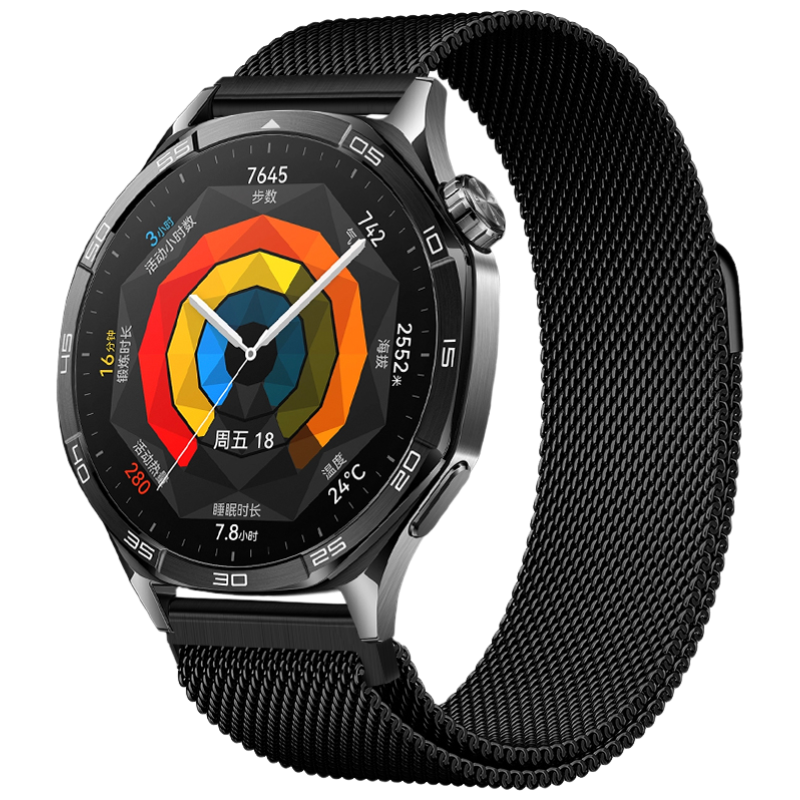 Weiqiantu Suitable for Huawei Watch Straps Watch4/GT6/GT5/GT4/3/Pro Honor Magic/OPPO Watch4Pro/X Milanese Watch Band, Black