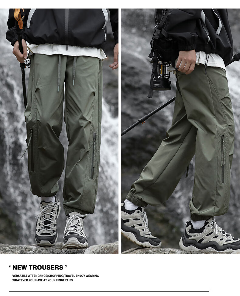 JEEP SPIRIT Men's Casual Pants Autumn Winter Fleece Lined Waterproof Windproof Outdoor Trousers Military Green Fleece Lined 4XL 8