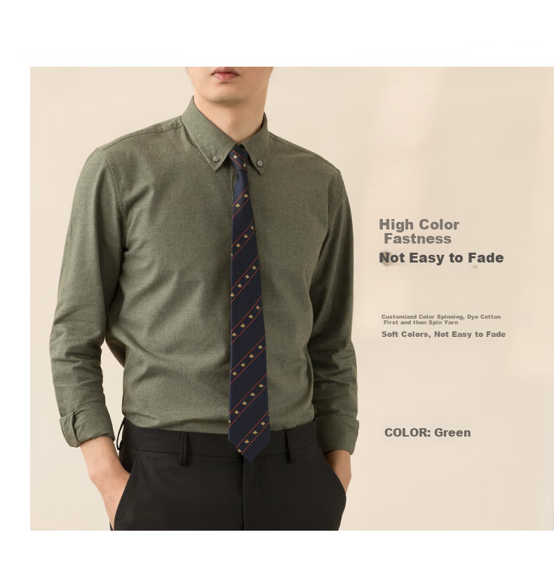 BLACKMONDAY Premium Pure Cotton Spun Long Sleeve Shirt for Men, Autumn And Winter All-Cotton Business Casual Formal Dress Shirt 5