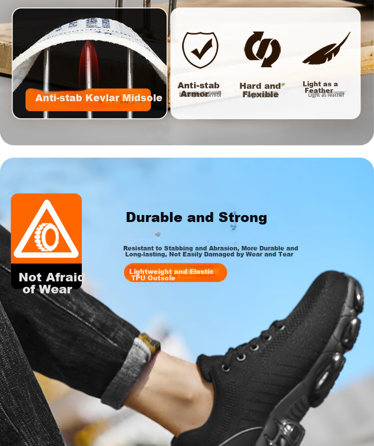 GUYISA Men's Safety Work Shoes Steel Toe Anti-Smash Puncture Resistant Comfortable Durable Construction Site Shoes 3033ST Size 43 9