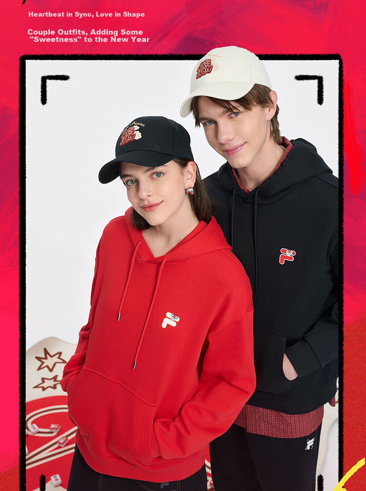FILA FUSION Couple's Hooded Sweatshirt, Spring Fashion Pure Cotton Knitted Top 6