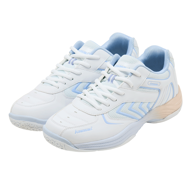 KAWASAKI Badminton Shoes, Non-Slip And Wear-Resistant, Unisex Sports Training Shoes K-003, White And Blue, Size 35