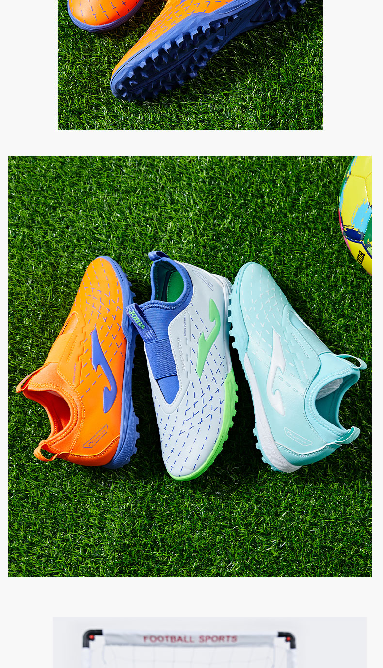 JOMA Children's Soccer Shoes, TF Turf Studs, Non-Slip, Wear-Resistant, for Youth And Students, Professional Competition Football Training Shoes, Gray-Blue, Size 37 8