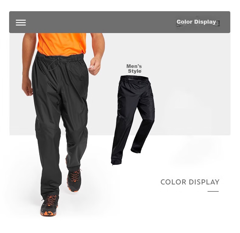 DECATHLON Men's Windproof Outdoor Lightweight Pants, Hiking Rain Trousers, Loose Fit MH500 Men's - Black XS 2715542 8