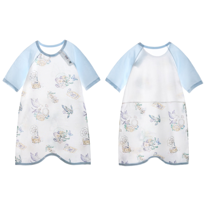 Beitaisi Baby Sleeping Robe, New Style with Breathable Mesh Back, Children's Summer Cotton Sleepwear, Infant Nightgow