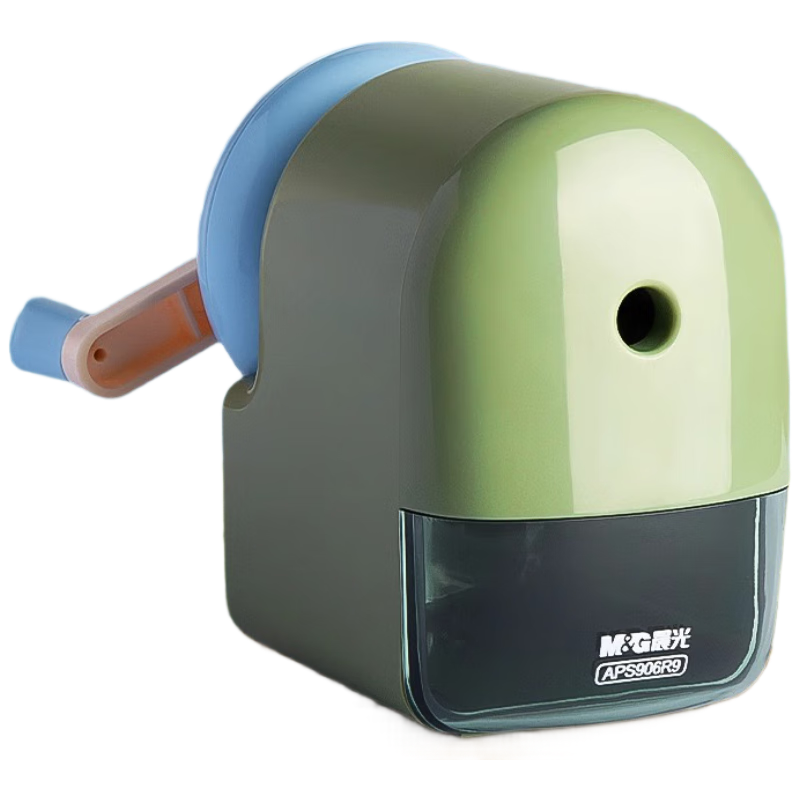 M&G Stationery Ergonomic Manual Pencil Sharpener for Primary Students, 5-Level Adjustable Thickness, Green APS906R9