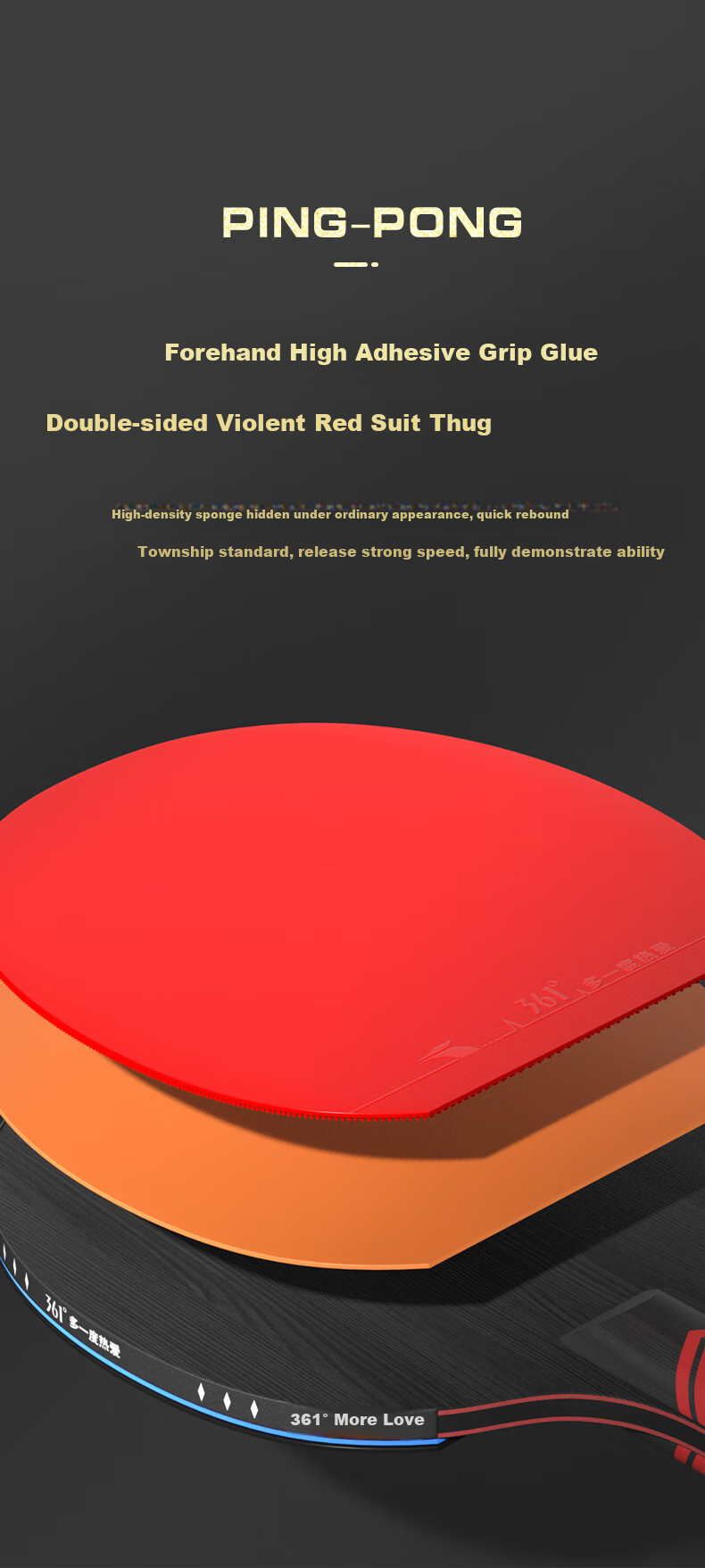 361° Table Tennis Racket, Straight Handle Or Penhold Grip, Professional Adult Competition Training, Double-Sided Reverse Rubber, Single Racket Set 7