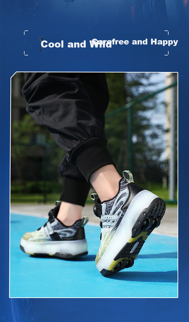 BKG Running Shoes for Girls, Four-Wheel Sports Shoes for Children, Student And Youth Skating Shoes ZYQ23825-B7, Lan Yue, Size 32 3