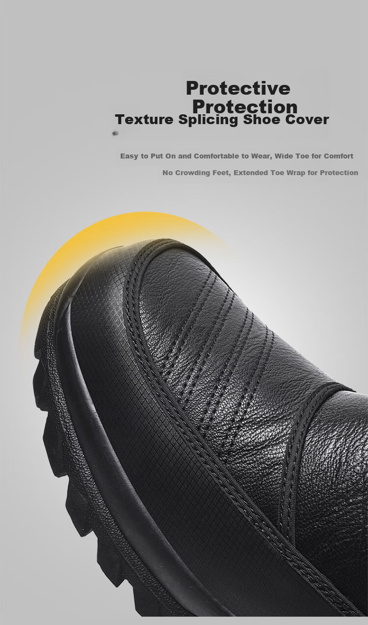 Yijiabao Snow Boots for Men, Winter Men's Shoes, Fleece-Lined for Warmth, Waterproof, Northeast Travel Shoes, Cowhide Sole Non-Slip Shoes, Black, Size 40 10