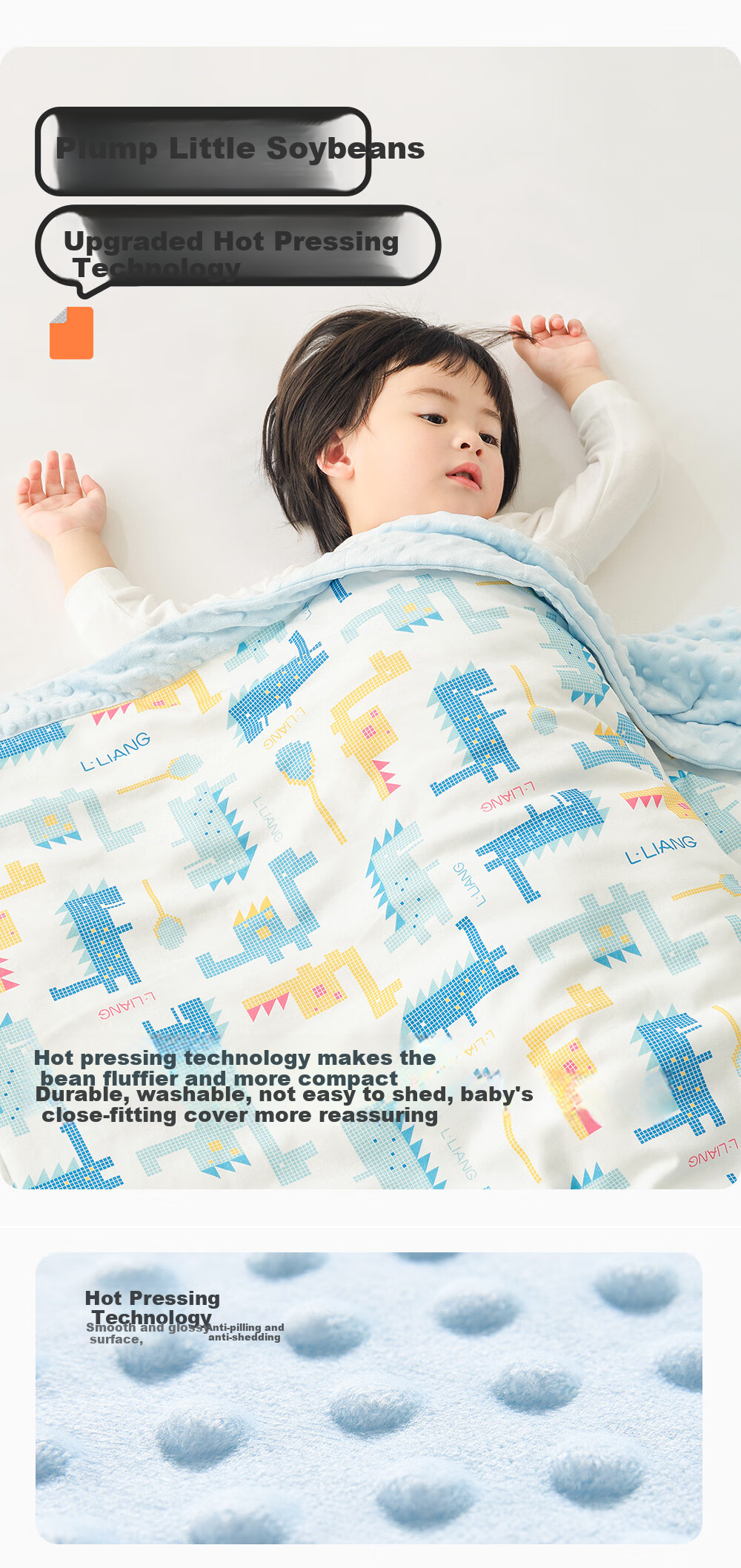 Liangliang Bean Blanket, Baby Quilt, Children's Kindergarten Air Conditioning All-Season Comforter, Geometric Dragon Blue, 150*120cm 3
