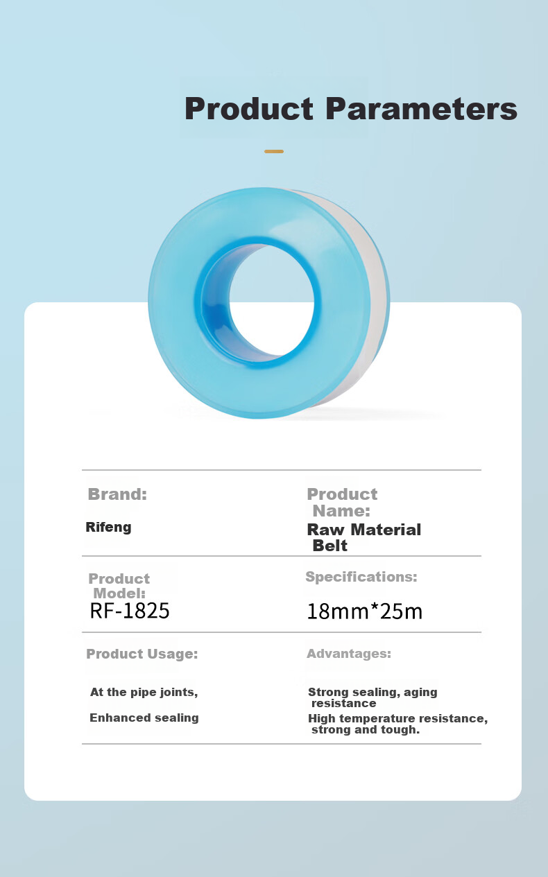 Rifeng PTFE Tape for Faucet Sealing, Waterproof Adhesive Tape for Angle Valve Fittings, Raw Material Tape, 25 Meters 1