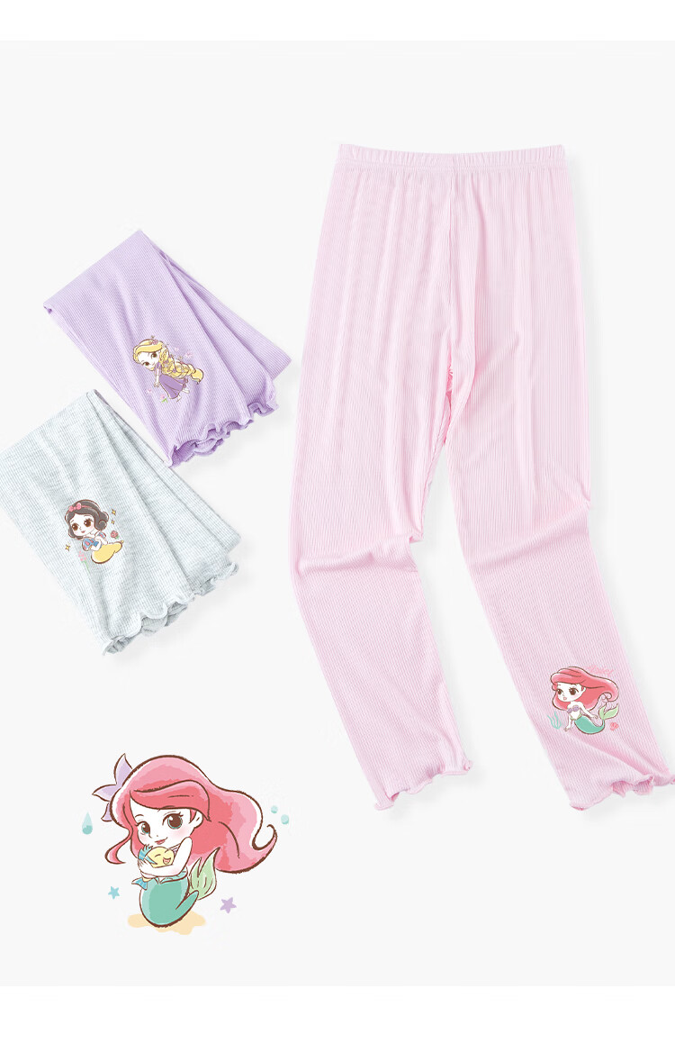 Disney Girls' Leggings, Spring Elsa Princess 2026 New Style Children's Pants, Summer Thin SP31253, Gray, 130 8