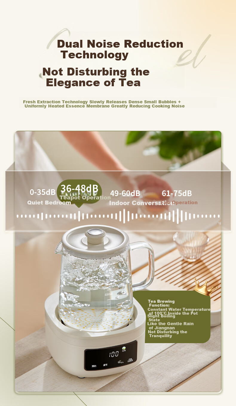Royalstar Health Pot, All Glass, No Glue, Constant Temperature Kettle, Water Boiler, Tea Maker, 1.2L Household Office Flower Tea Pot, Health Cup, Mid-Autumn Festival Gift, 24H Heat Preservation YSH1280 9
