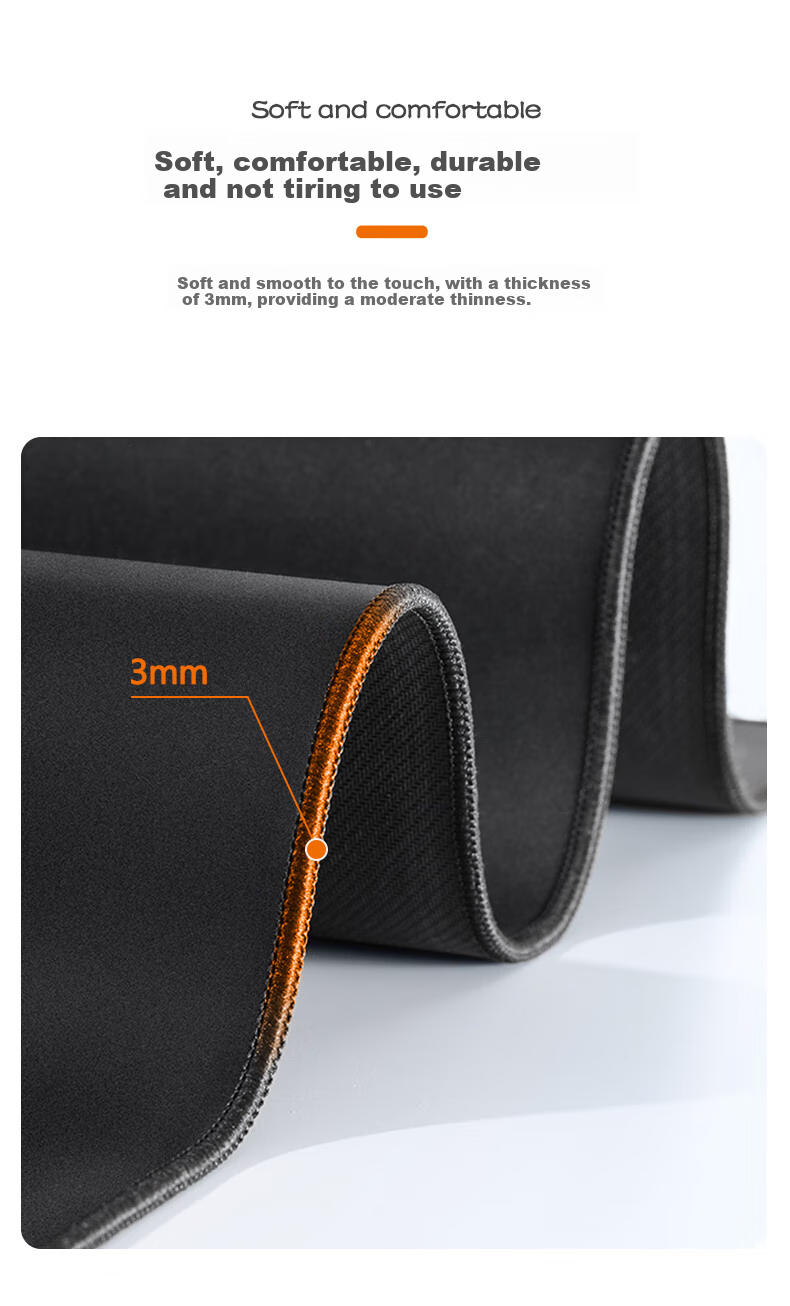Jiangwutong Small Gaming Office Mouse Pad Cloth Surface Thickened Wear-Resistant Silicone Keyboard Desk Mat 300x250x3mm Pure Black 5
