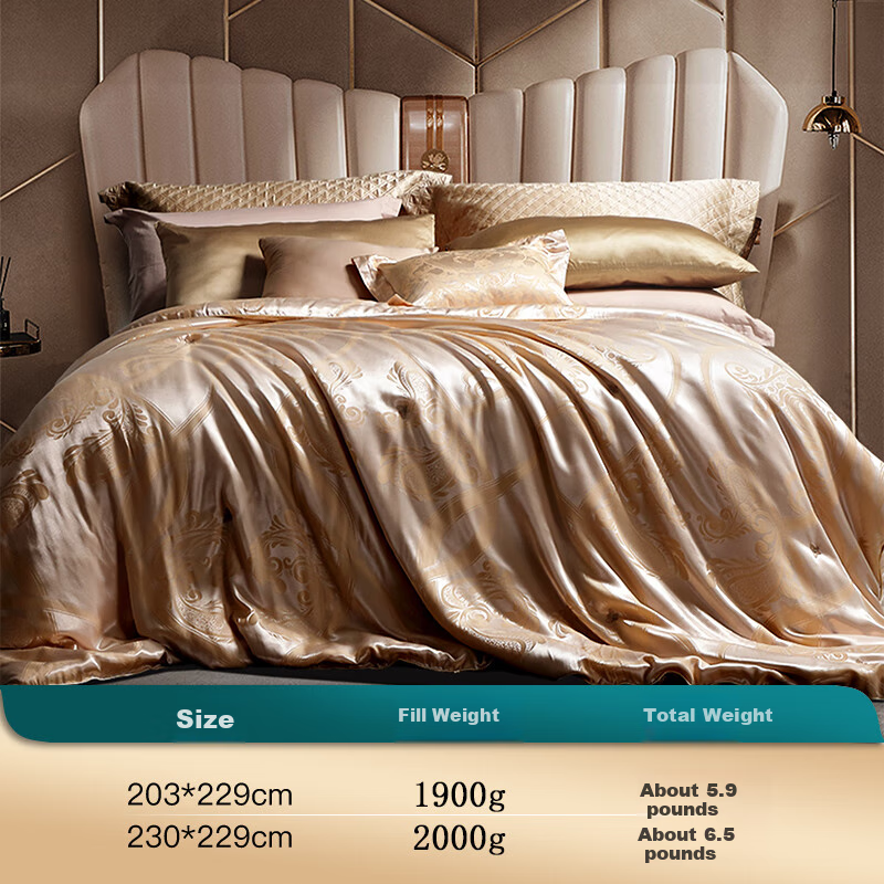 FUANNA 100% Pure Mulberry Silk Comforter for Wedding Celebration, Winter Quilt, Approximately 6.5 Jin (3.25 Kg), 230*229cm