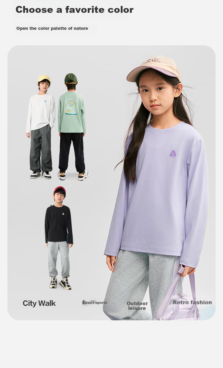 BALABALA Children's Clothing, Kids' Long-Sleeve T-Shirt for Boys And Girls, Spring 2025 Round Neck Comfortable Long-Sleeve Top, 208125100201 12