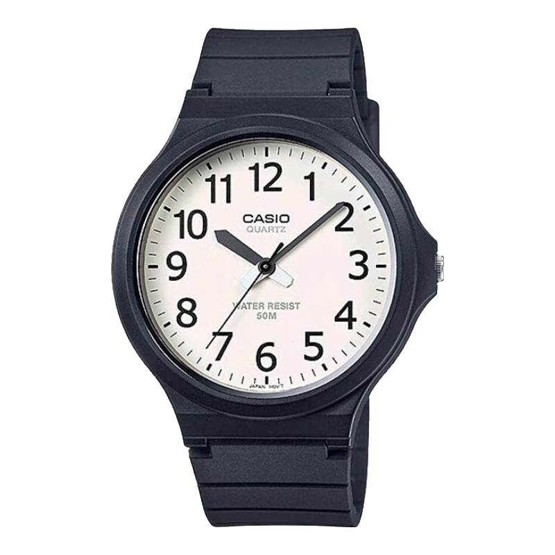 Casio Men's Watch, Small Black Dial, Analog Student Exam Watch, Unisex Couple's Quartz Watch MW-240