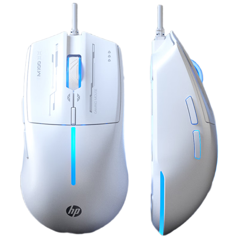 HP M100 Wired Gaming Mouse RGB Breathing Light Mechanical Esports LOL PUBG CSGO Laptop Desktop Computer Office Universal White Silent