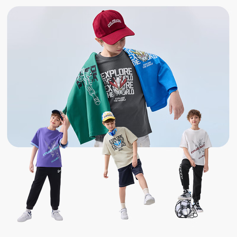 BALABALA Children's Short-Sleeve T-Shirt, Boys' Top, Summer New Style, Quick-Dry Parent-Child Outfit, Undershirt for Older Children, Trendy
