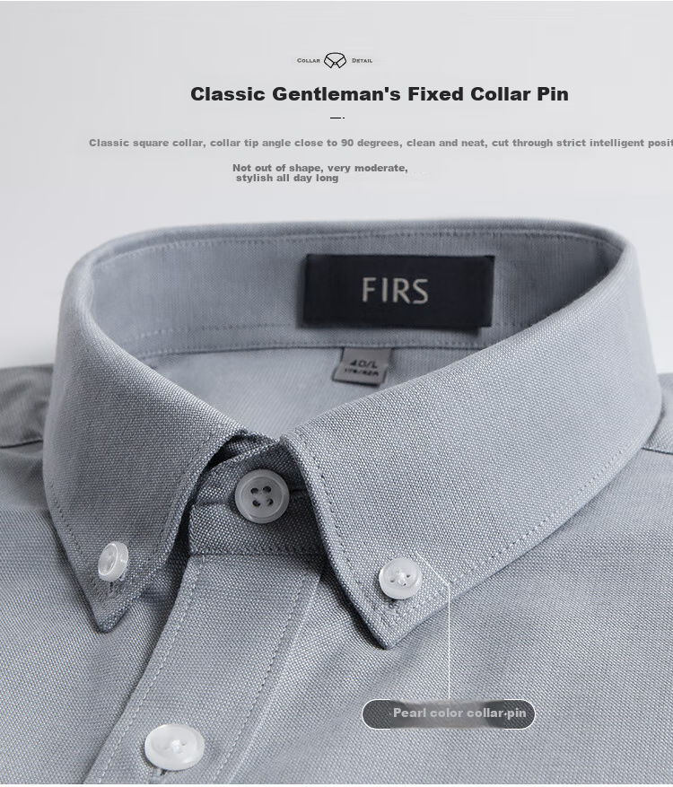 FIRS Men's Long-Sleeve Shirt, All-Season Oxford Cloth, Wrinkle-Resistant, Easy-Care, Breathable And Comfortable Undershirt 7