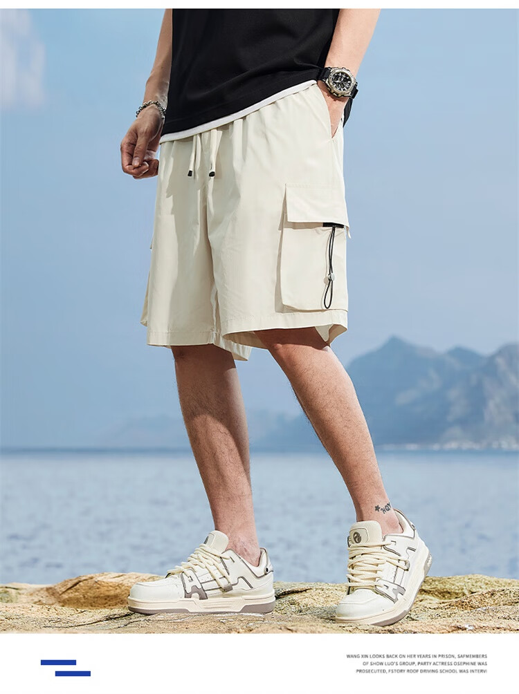 JEEP Men's Shorts, Summer Loose Casual Five-Point Cargo Pants, APK660, Black, XL 12