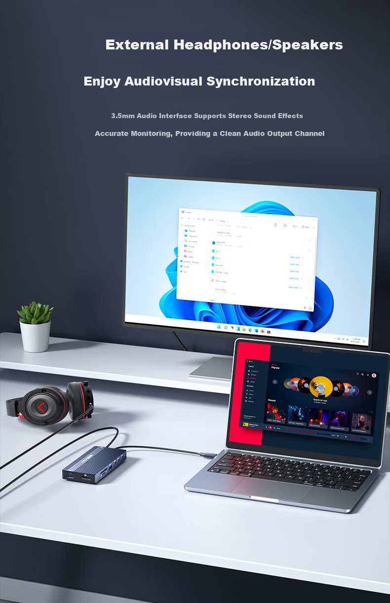 Acasis Dual HDMI Expansion Dock, USB Expansion Dock, DP Expansion Dock, Four-Screen Display Extension Cable, USB Extension Dock, Type-C Compatible, Suitable for Apple And Huawei, DS-0202 10