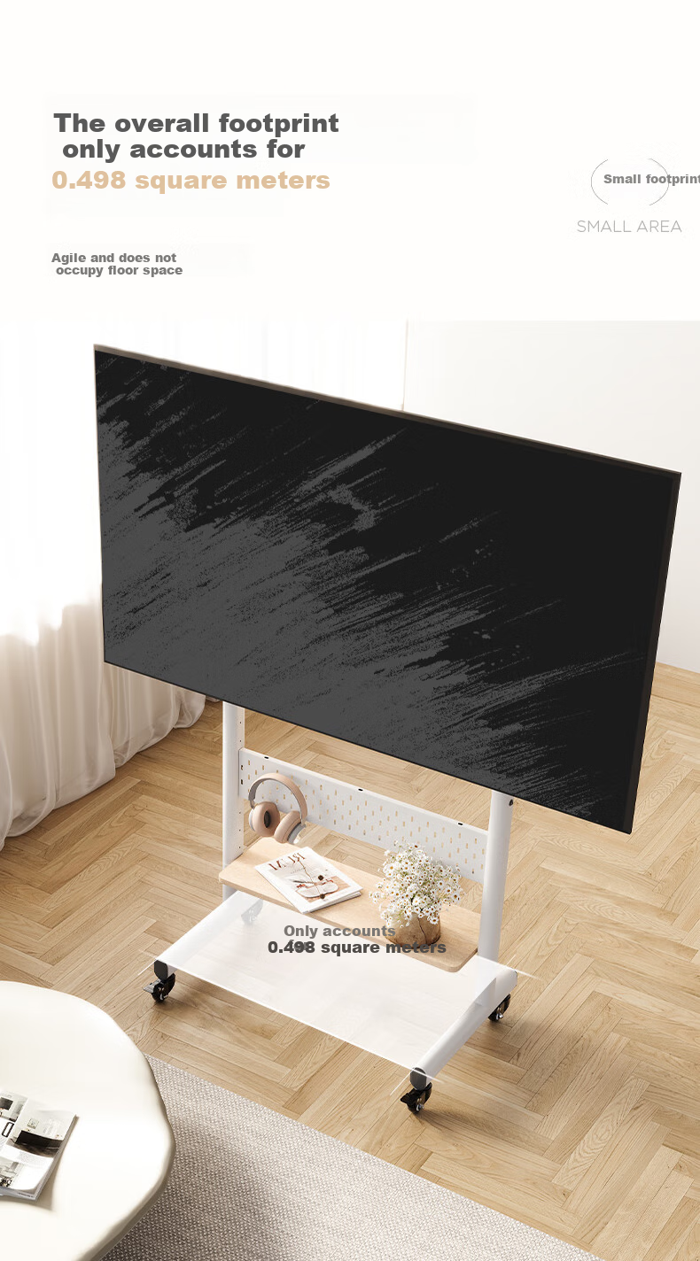 FITUEYES TV Mount for 40-85 Inch, No Drilling Required Storage Cart TV Stand, Height Adjustable Rotating Universal TV Wall Mount for Multiple Brands 12