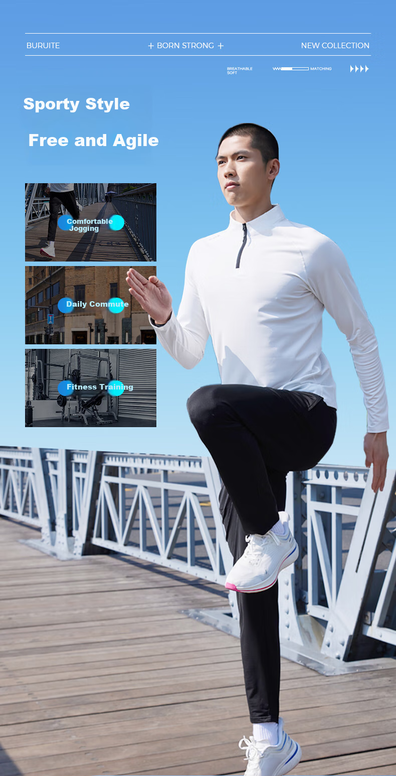BURUITE Fitness Wear for Men, Running Sportswear Set, Badminton Outfit, Basketball Quick-Dry Clothes, High-Elasticity Training Morning Jogging Suit, Cycling Apparel 3