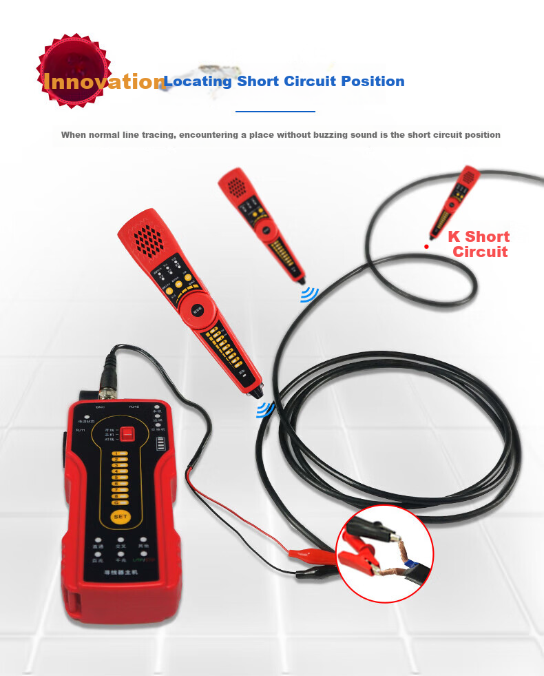 Wanglutong Network Cable Tester, Multifunctional Wire Tracer, POE Detector, 60V Voltage Resistance, Anti-Interference, Electric Voltage Tester, Cable Tracker CT-55 12